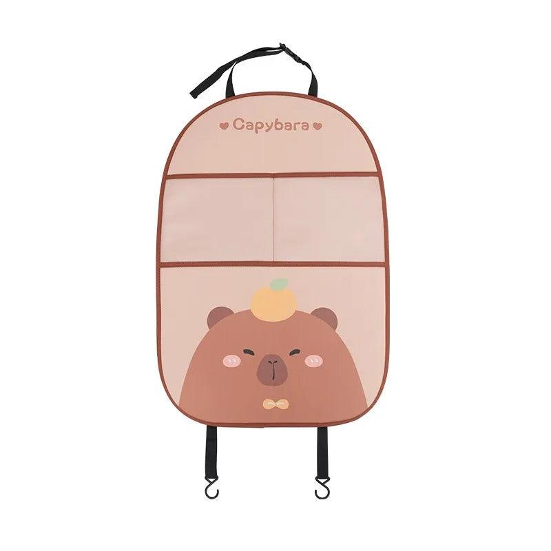 Capybara Car Seat Back Storage Protector Kids Anti-Kick Pad Leather