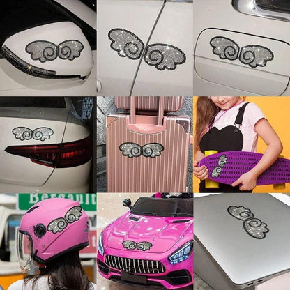 Diamond Bling Love Wings Car Decal Sticker - Scratch Cover Auto Body