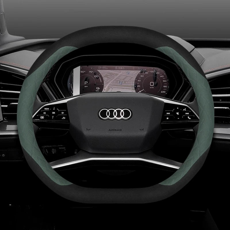 Leather Car Steering Wheel Cover for New Audi A3 8y Q7 q5 A5 B10 A1 rs3 s3 Sq5 Q8 Q4 Q3 A6 Etron 2025 Interior Accessories