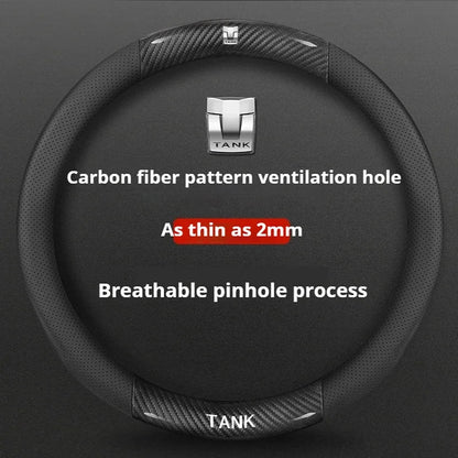 GWM Tank Suede Steering Wheel Cover - Round Shape / Black (Style C)