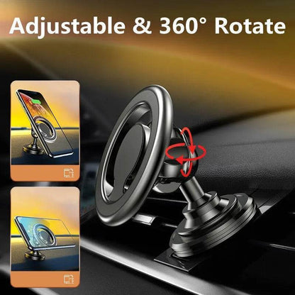 Magnetic Car Phone Holder – Universal Dashboard & Air Vent Mount - Dashboard Black