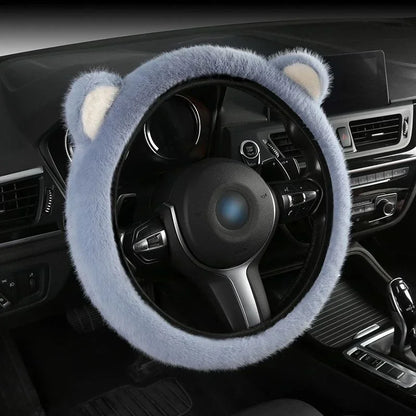 Plush Cat Ear Universal Steering Wheel Cover - Round Shape / G