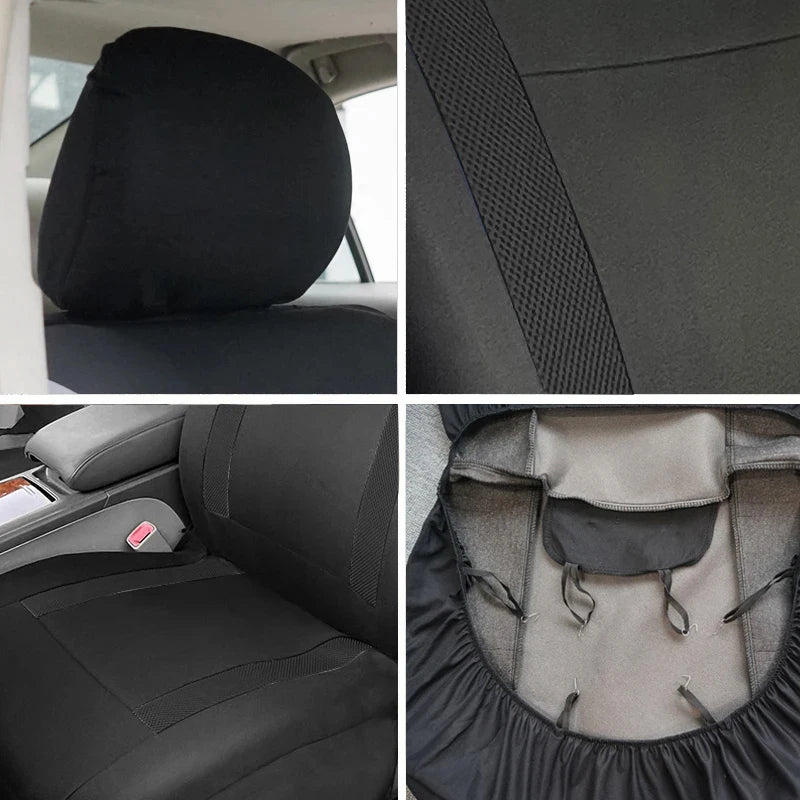 Car Seat Covers – Universal Breathable Air Mesh & Polyester Fabric - Black 2 front seat