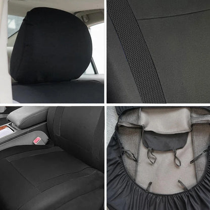 Car Seat Covers – Universal Breathable Air Mesh & Polyester Fabric - Black 2 front seat