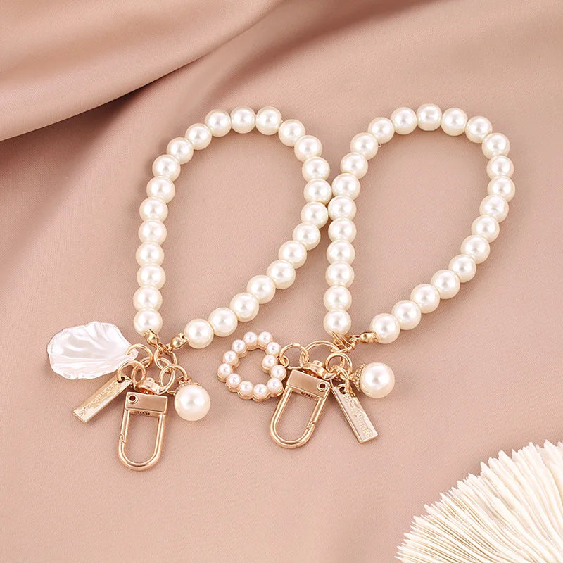Pearl Shell Bead Keychain - Shiny Phone Bag Charm Accessory