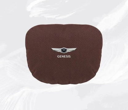 Suede Car Neck Pillow & Lumbar Support for Genesis G80, GV70, GV80, G90 & More - headrest 1pc white