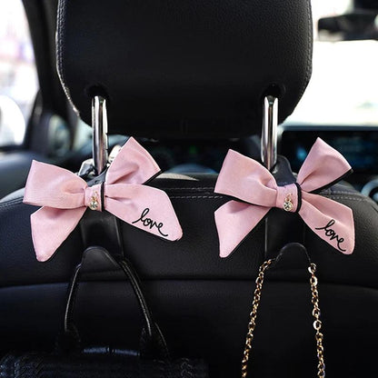 Diamond Bowknot Car Seat Headrest Hook Hanger Storage Organizer