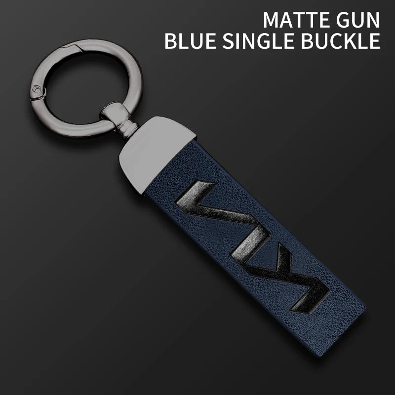 KIA Leather Alloy Remote Key Case Cover - gun blue