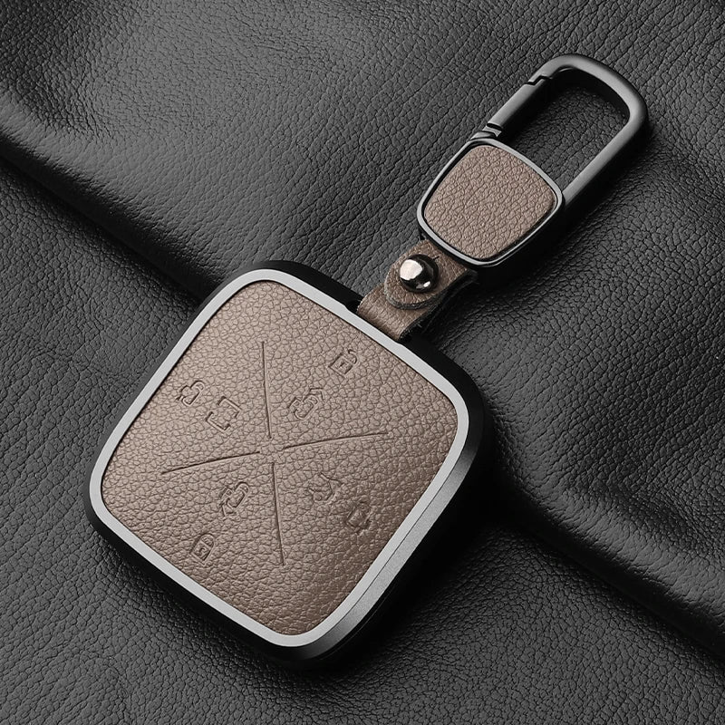 8 Button Aluminum Goatskin Key Case Cover for Zeekr X 001 009