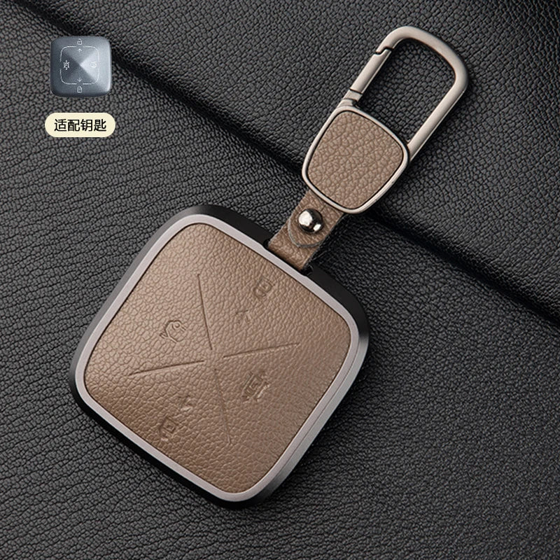 Zinc Alloy Leather Key Cover for Geely ZEEKR 001 7X 009 X Car Fob
