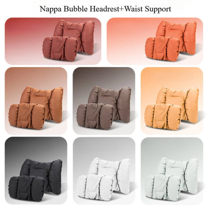 Bubble Cotton Car Headrest and Waist Cushion Set with Anti-Stain Leather