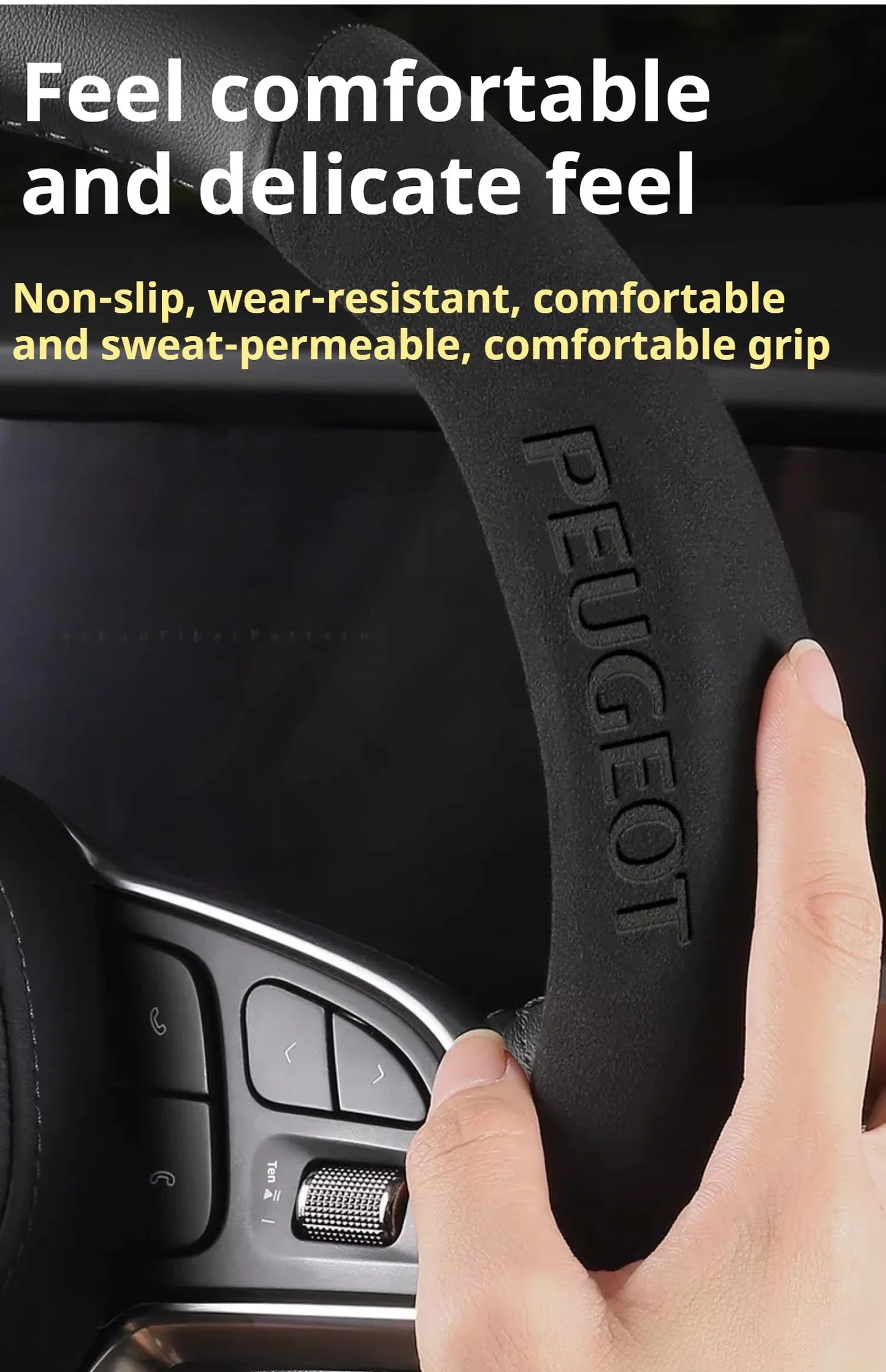 Peugeot Leather Steering Wheel Cover - D Type Black A