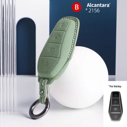 BYD Car Key Case Suede Leather Cover for Han EV Qin Song Atto 3