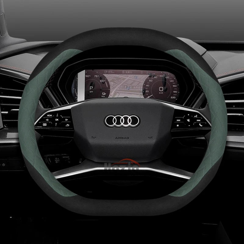 Leather Car Steering Wheel Cover for New Audi A3 8y Q7 q5 A5 B10 A1 rs3 s3 Sq5 Q8 Q4 Q3 A6 Etron 2025 Interior Accessories