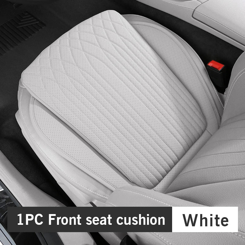 Tesla Car Seat Cushion – Nappa Leather, Breathable & Non-Slip Universal Four Seasons Pad - 1PC Black Front