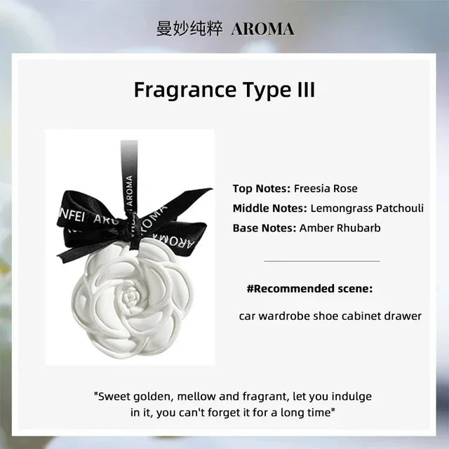 White Flower Hanging Car Air Freshener Perfume - C