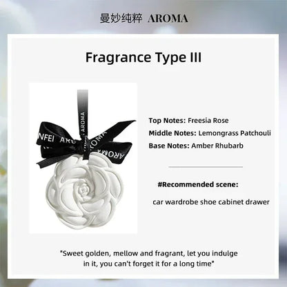 White Flower Hanging Car Air Freshener Perfume - C