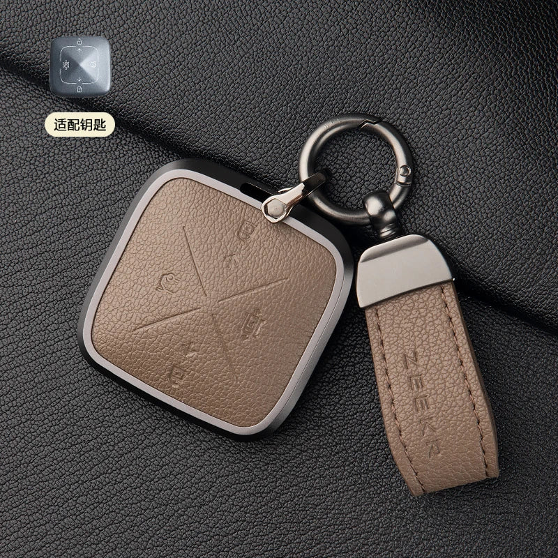 Zinc Alloy Leather Key Cover for Geely ZEEKR 001 7X 009 X Car Fob