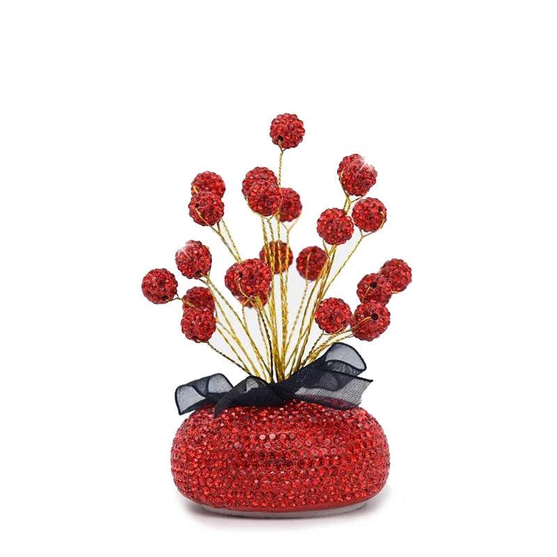 Diamond Crystal Car Dashboard Ornament with Balloon Ribbon Design