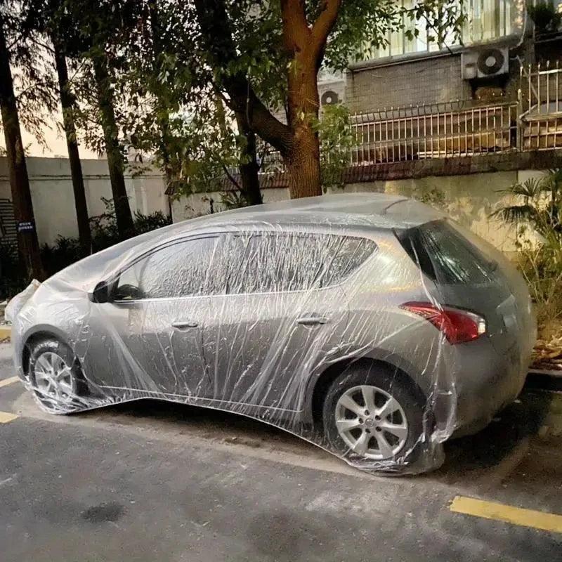 Disposable PE Film Car Cover - Transparent Dustproof Rainproof