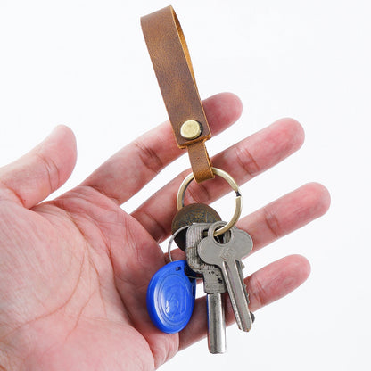 Top Grain Leather Keyring — Minimalist, 7 Colours