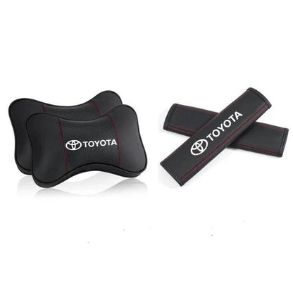 Toyota Neck Pillow and Seat Belt Shoulder Pads - Camry Auris Corolla Yaris Aygo RAV4 Prius Hilux Avensis Land Cruiser - 2Pcs-For Toyota 1