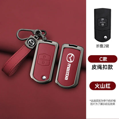 Genuine Leather Flip Key Case Cover for Mazda 2 3 5 6 8 CX5 CX7 CX9