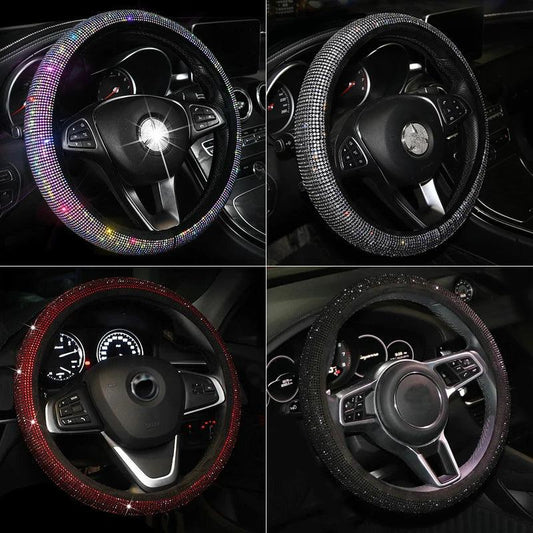 38cm Rhinestone Steering Wheel Cover O-Type Diamond Bling M Size