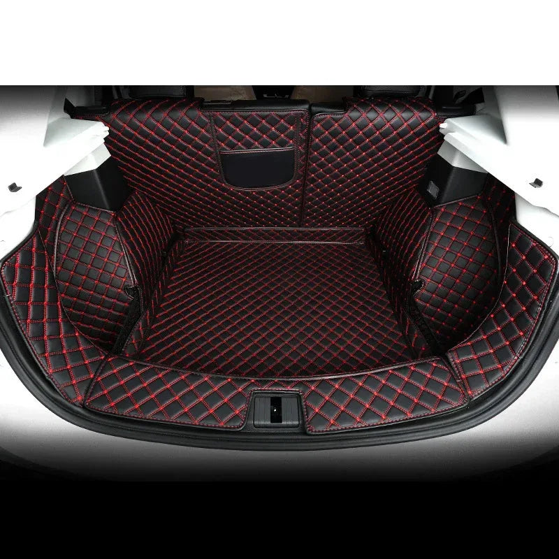 High quality Leather Car Trunk Mat Cargo Liner for MG ZS 2019 2020 2021 boot Car - Black Red Wire 2