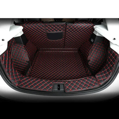 High quality Leather Car Trunk Mat Cargo Liner for MG ZS 2019 2020 2021 boot Car - Black Red Wire 2