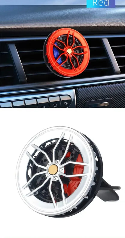 Rotatable Wheel Hub Car Air Freshener Vent Clip - Red