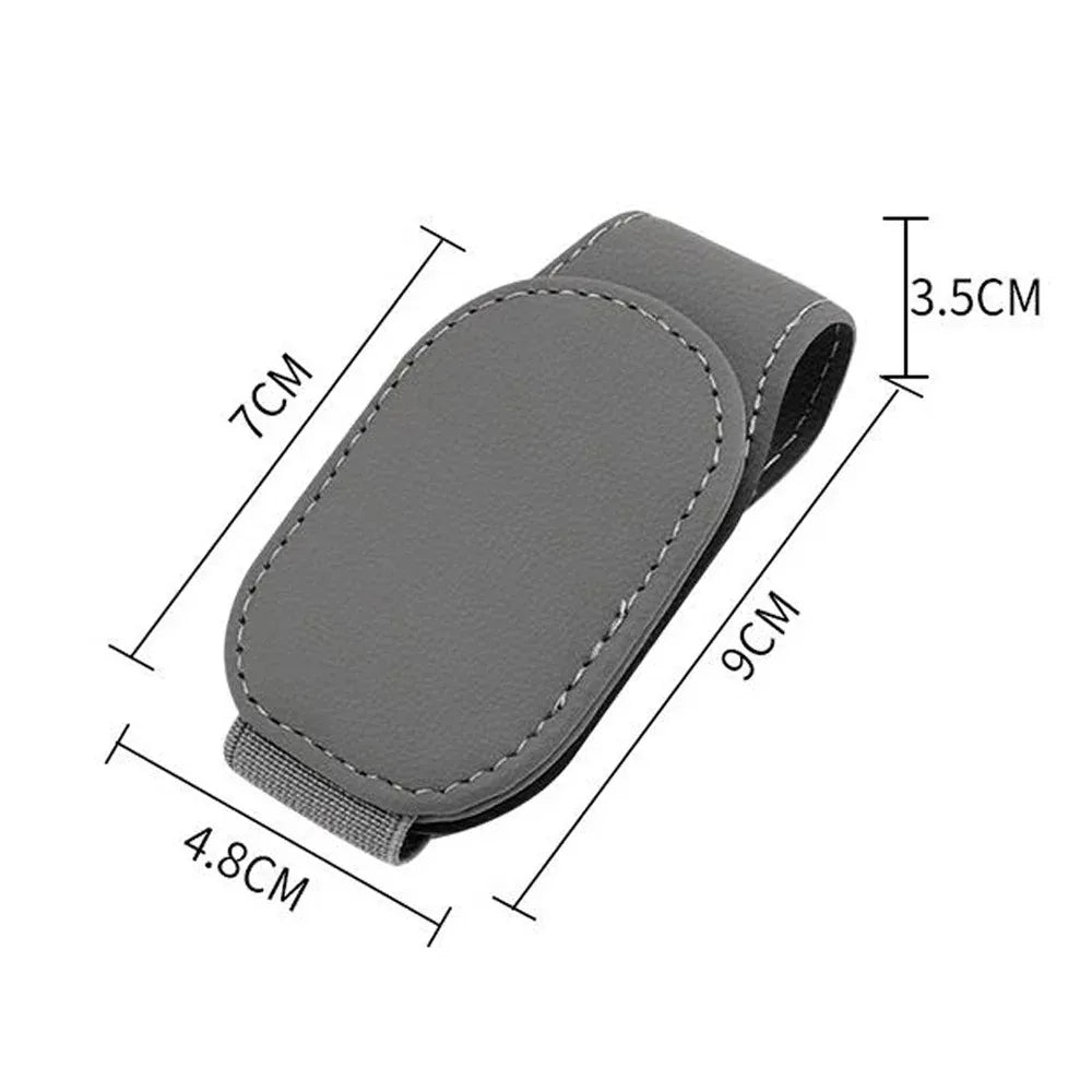 Magnetic Leather Car Visor Sunglasses Holder