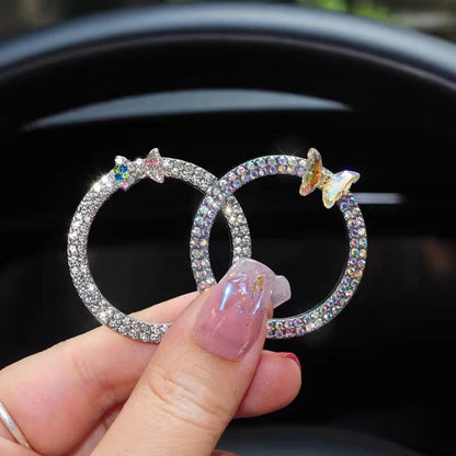 2pcs Rhinestone Car Start Button Covers Diamond Butterfly Stickers