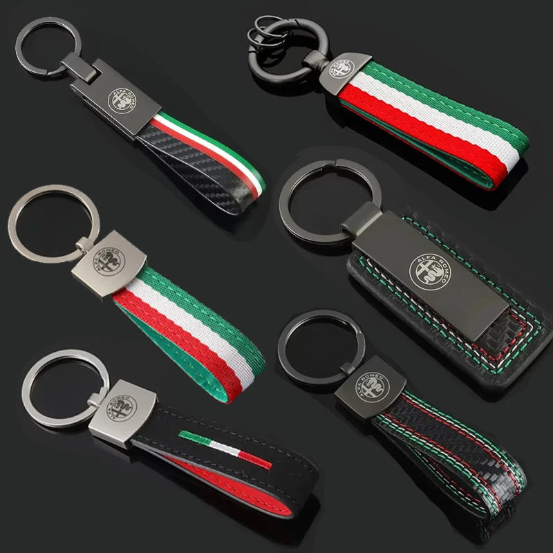 Alfa Romeo Car Keychain Leather Badge 159 Giulietta Mito Stelvio