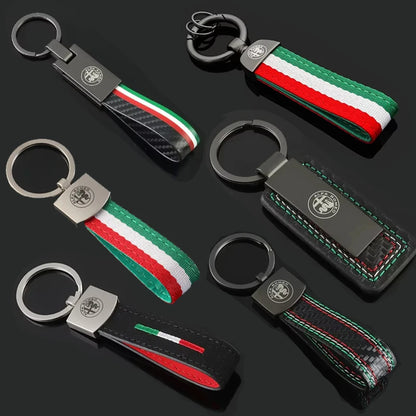 Alfa Romeo Car Keychain Leather Badge 159 Giulietta Mito Stelvio