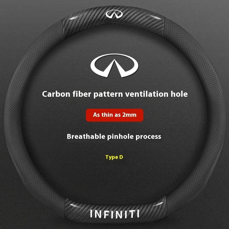 Infiniti Carbon Fiber Leather Steering Wheel Cover - D Carbon Ventilate