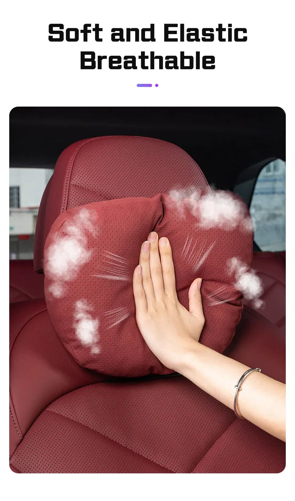 Jaecoo Breathable Suede Neck & Lumbar Support Pillow - set cognac