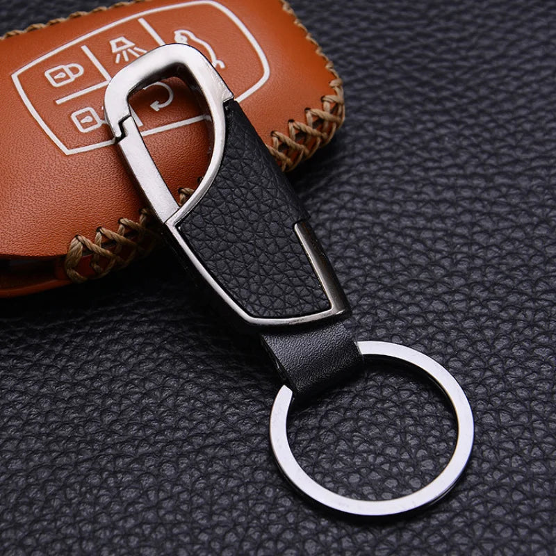 Leather Metal Car Keychain Unisex Waist Key Ring Organizer