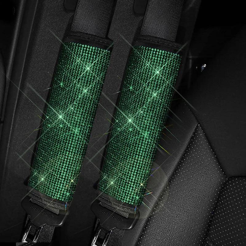 Crystal Rhinestone Seat Belt Covers 2-Pack Diamond Shoulder Pads