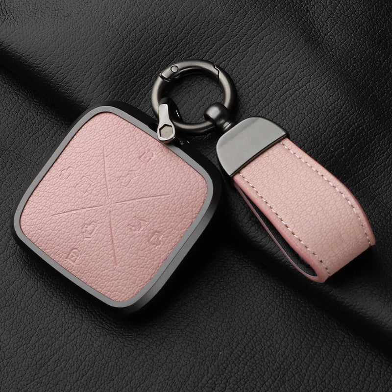 8 Button Aluminum Goatskin Key Case Cover for Zeekr X 001 009