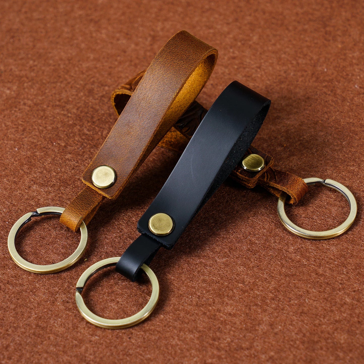 Top Grain Leather Keyring — Minimalist, 7 Colours