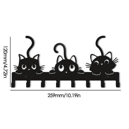 Black Metal Wall Key Holder – WELCOME Design with 8 Hooks - D