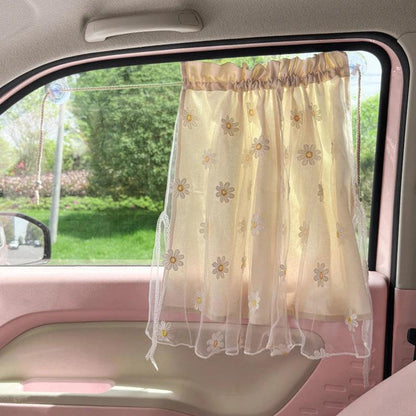 Cotton Embroidered Car Window Curtain UV Protection Sunshade Kids