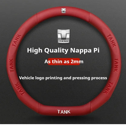 GWM Tank Suede Steering Wheel Cover - D Shape / Red (Style E)