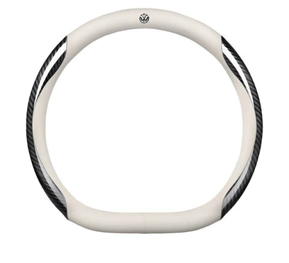 Volkswagen Carbon Fiber Leather Steering Wheel Cover - D Emboss Orange