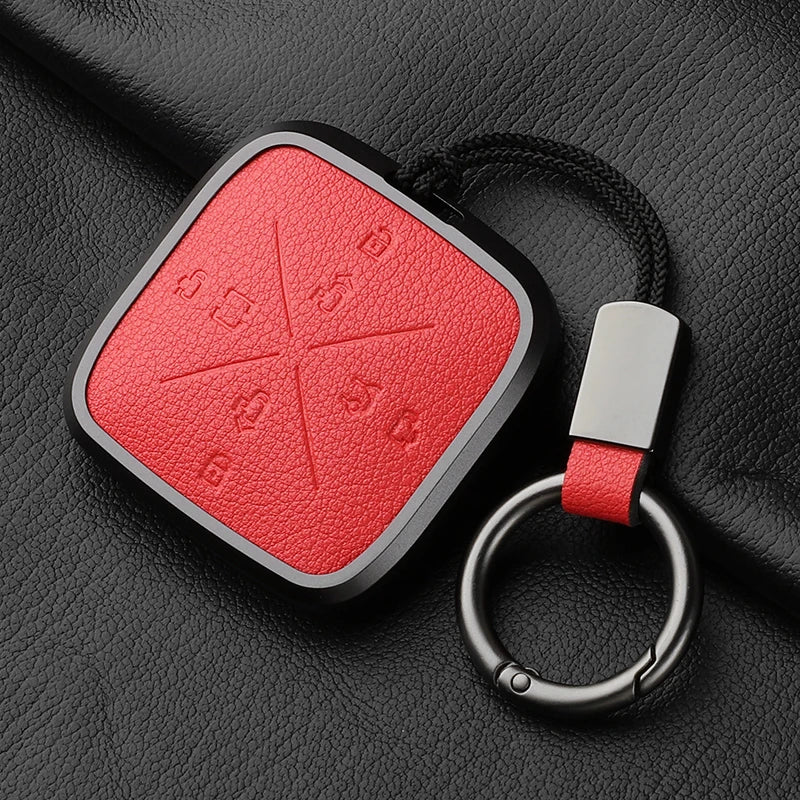 8 Button Aluminum Goatskin Key Case Cover for Zeekr X 001 009