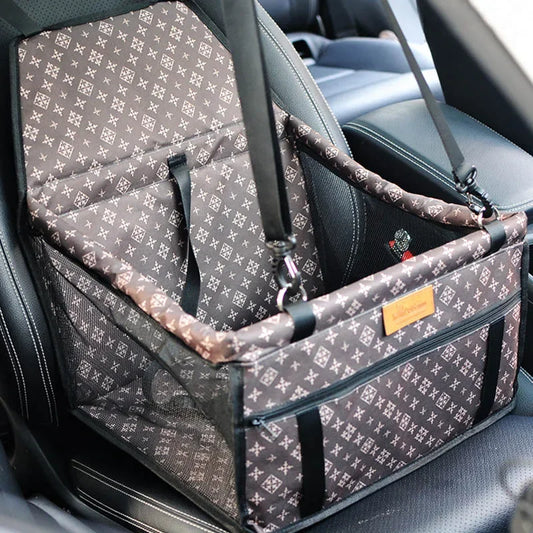 Pet Car Seat Bag – Mesh Hanging Travel Accessory, Waterproof Dog Mat & Blanket - A