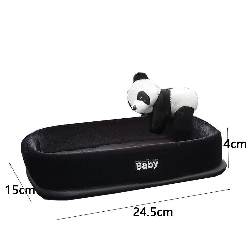 Panda Plush Car Armrest Storage Box Console Organizer Phone Holder