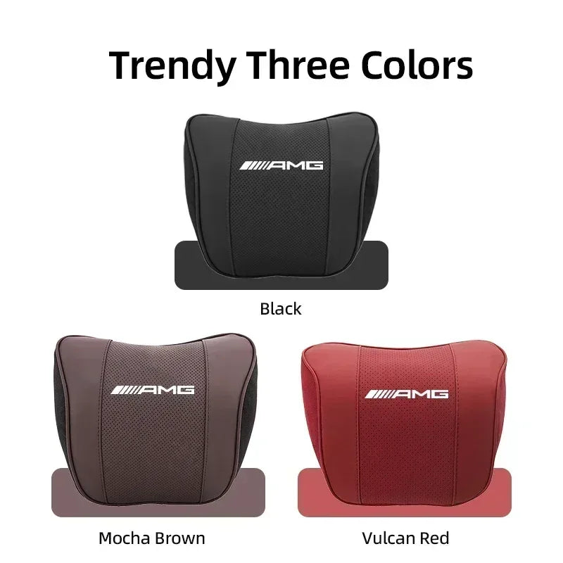 Mercedes Benz AMG Car Neck & Lumbar Support Pillow - Brown Headrest