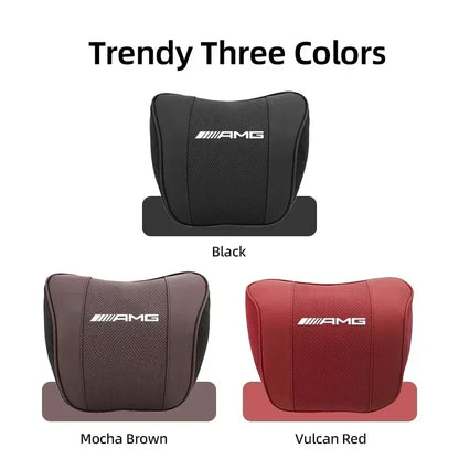 Mercedes Benz AMG Car Neck & Lumbar Support Pillow - Brown Headrest